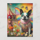 Boston Terrier Fairy Circus Clown Briefkaart (Voorkant)