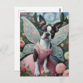 Boston Terrier Fairy in een bloementuin Briefkaart (Voorkant / Achterkant)