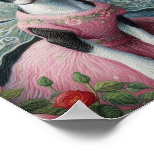 Boston Terrier Fairy in een bloementuin Poster (Hoek)