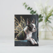 Boston Terrier Fairy in een trein Briefkaart (Staand voorkant)