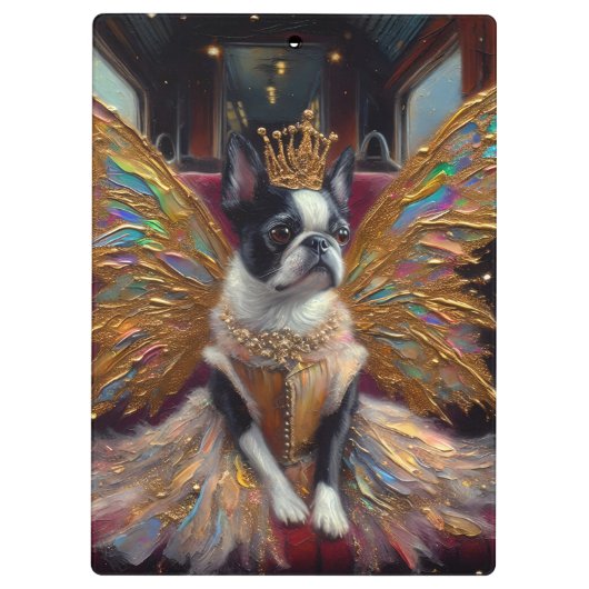 Boston Terrier Fairy Klembord (Achterkant)
