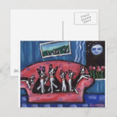 Boston Terrier familie sofa Briefkaart (Voorkant / Achterkant)