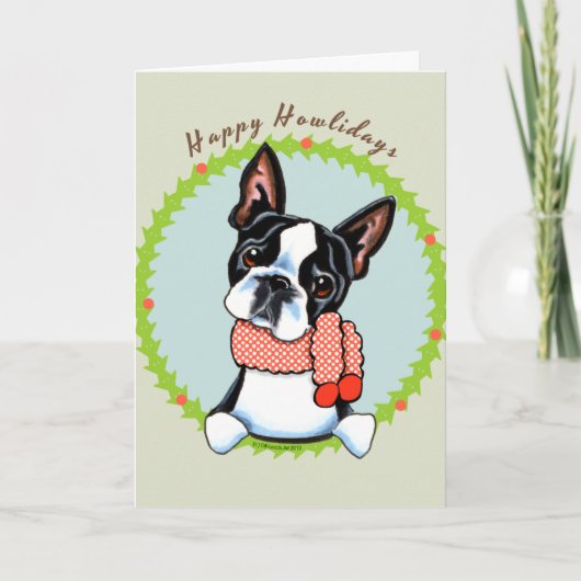 Boston Terrier Fijne Feestdagen Kaart (Voorkant)
