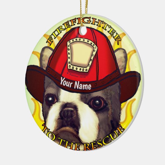 Boston Terrier Firefighter Keramisch Ornament (Links)