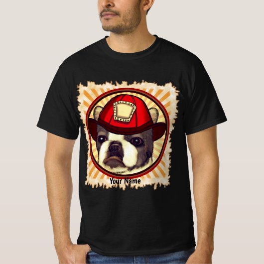 Boston Terrier Firefighter T-Shirt (Voorkant)