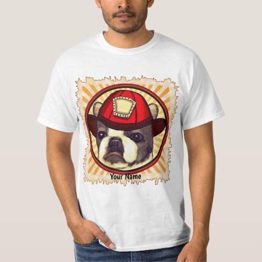 Boston Terrier Firefighter T-Shirt (Voorkant)
