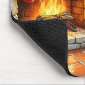 Boston Terrier Fireplace with Christmas Lights Muismat (Hoek)