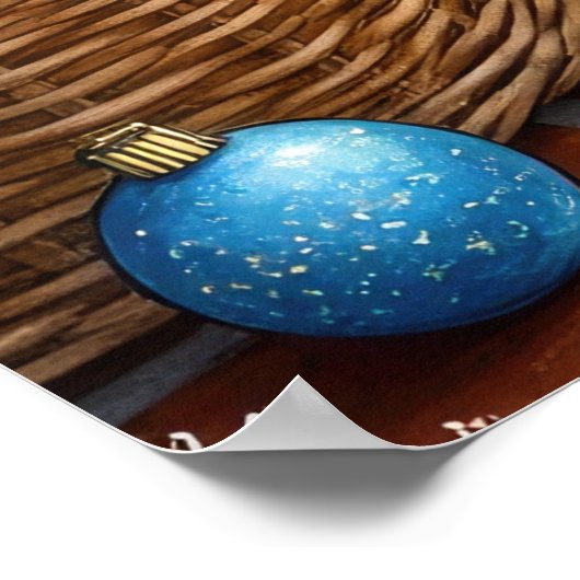 Boston Terrier Fireplace with Christmas Lights Poster (Hoek)