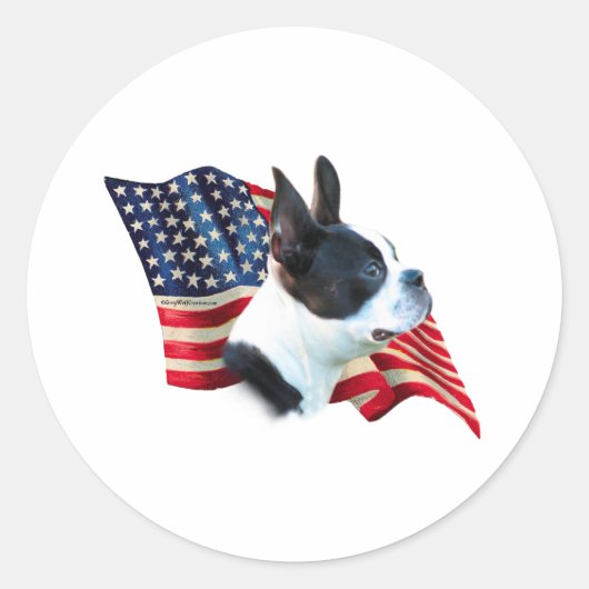 Boston Terrier Flag Ronde Sticker (Voorkant)