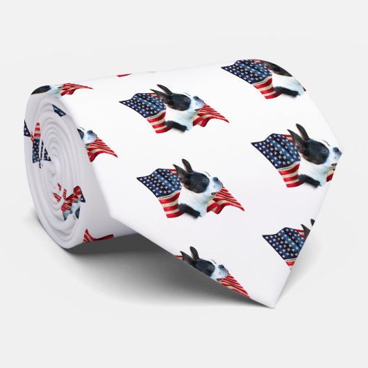 Boston Terrier Flag Stropdas (Opgerold)