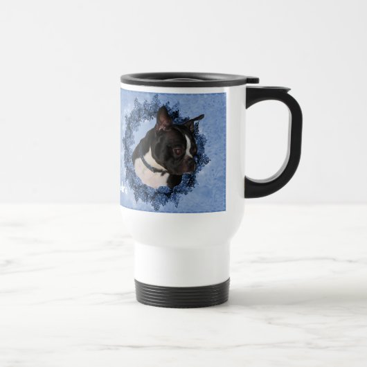 Boston Terrier Floral Wreath gepersonaliseerd Reisbeker (Rechts)
