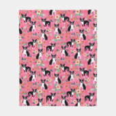 Boston Terrier Florals Blanket Fleece Deken (Voorkant)