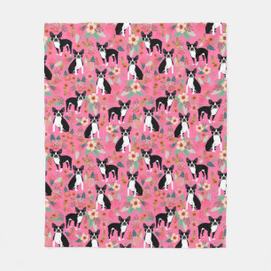 Boston Terrier Florals Blanket Fleece Deken