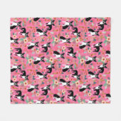 Boston Terrier Florals Blanket Fleece Deken (Voorkant (Horizontaal))
