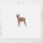Boston Terrier Flower Funny Dog Silhouette Floral Sparkling Wijnetiket (Enkel label)