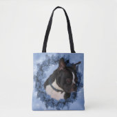 Boston Terrier Flowers Dog Art Foto schilderen Tote Bag (Voorkant)