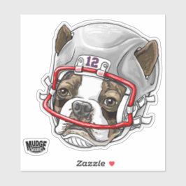 Boston Terrier Football Helmet 12 Sticker