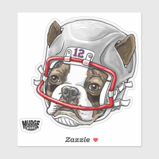 Boston Terrier Football Helmet 12 Sticker (Vel)