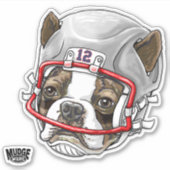 Boston Terrier Football Helmet 12 Sticker (Voorkant)