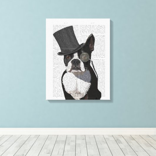 Boston Terrier, Formal Hound en Pet Canvas Afdruk (Insitu (Houten vloer))