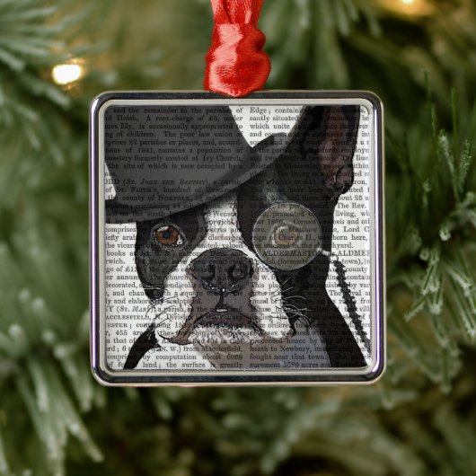Boston Terrier, Formal Hound en Pet Metalen Ornament (Boom)