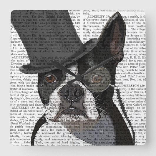 Boston Terrier, Formal Hound en Pet Vierkante Klok (Voorkant)