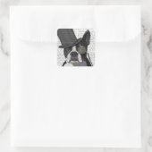 Boston Terrier, Formal Hound en Pet Vierkante Sticker (Tas)