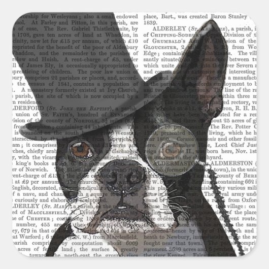 Boston Terrier, Formal Hound en Pet Vierkante Sticker (Voorkant)
