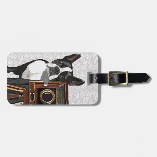 Boston Terrier Fotograaf 2 Bagagelabel (Voorkant horizontaal)