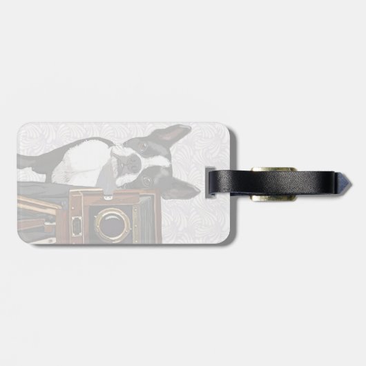 Boston Terrier Fotograaf 2 Bagagelabel (Achterkant horizontaal)