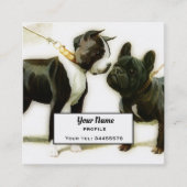 BOSTON TERRIER&FRENCH BULLDOG VIERKANTE VISITEKAARTJE (Voorkant)