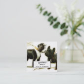 BOSTON TERRIER&FRENCH BULLDOG VIERKANTE VISITEKAARTJE (Staand voorkant)