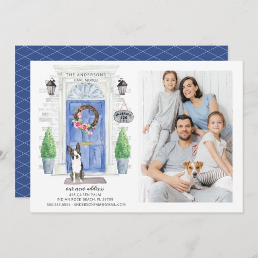 Boston Terrier Front door Moving Announge Kaart (Voorkant / Achterkant)