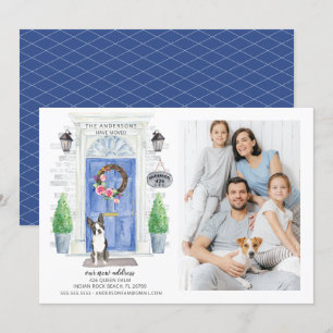 Boston Terrier Front door Moving Announge Kaart