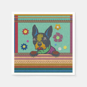 Boston Terrier Fun Scrapbook Style Servet