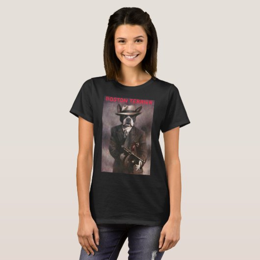  Boston Terrier Gangster T-shirt (Voorkant volledig)