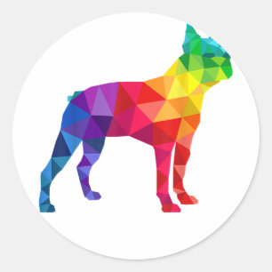 Boston Terrier Gay Pride LGBT LGBTQ Regenboog Vlag Ronde Sticker