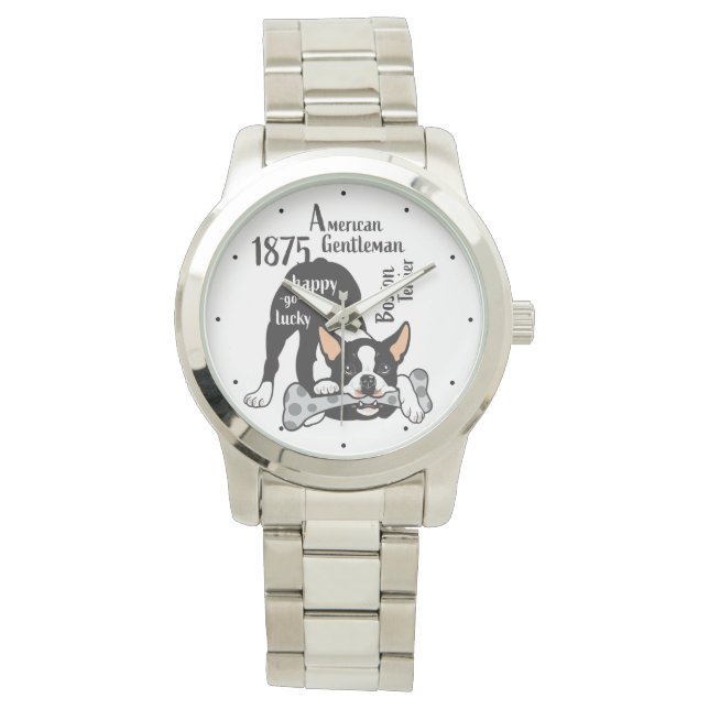 Boston Terrier. Gelukkig geluk Horloge (Voorkant)