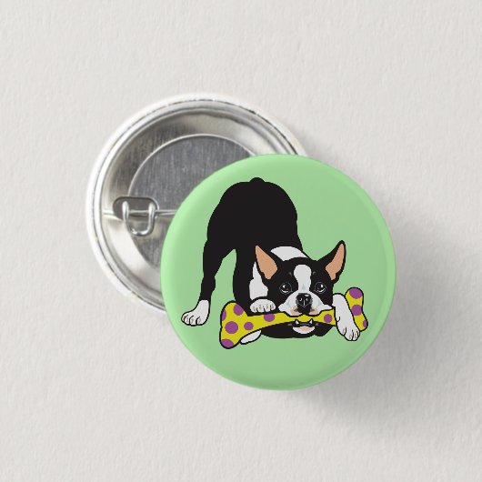 Boston Terrier. Gelukkig geluk Ronde Button 3,2 Cm (Voorkant /achterkant)