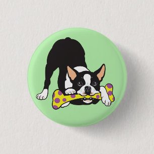 Boston Terrier. Gelukkig geluk Ronde Button 3,2 Cm
