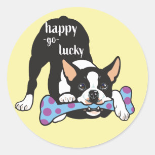Boston Terrier. Gelukkig geluk Ronde Sticker