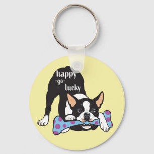 Boston Terrier. Gelukkig gelukt Sleutelhanger