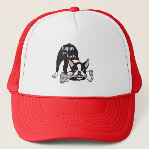 Boston Terrier. Gelukkig gelukt Trucker Pet