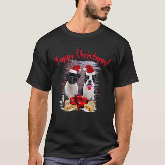 Boston Terrier Gelukkig Kerstmis Hond Mam En Pap T-shirt (Voorkant)