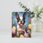 Boston Terrier Gelukkig Pasen Briefkaart (Staand voorkant)