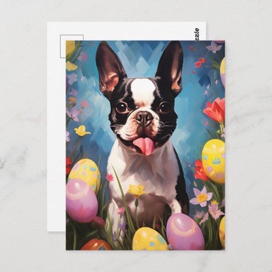 Boston Terrier Gelukkig Pasen Briefkaart (Voorkant / Achterkant)