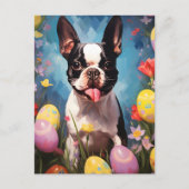 Boston Terrier Gelukkig Pasen Briefkaart (Voorkant)
