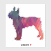 Boston Terrier Geometric Paars Silhouette Sticker (Vel)