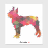 Boston Terrier Geometric Pattern Silhouette Sticker (Vel)