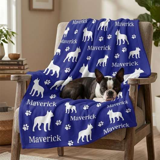Boston Terrier gepersonaliseerde deken cadeau